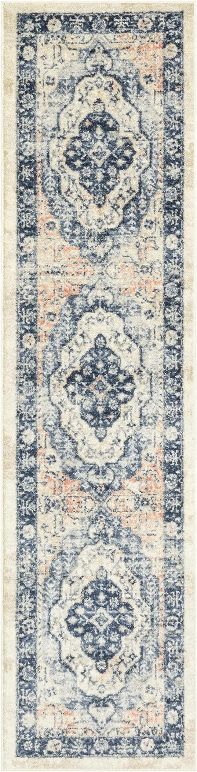 Rugs Caprice Boho Medallion Hallway Entryway Runner Non Skid Runner Rug [Made in USA], Blue, 2' x 8'
